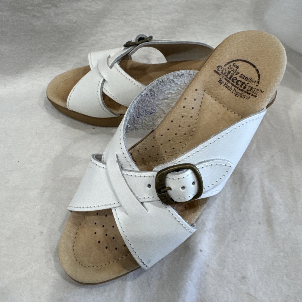 Hush Puppies Body Sandals White Leather Sport Sandals Women 6.5 Comfort. Mint